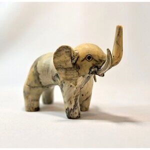 Elephant Figurine Crushed Oyster Shell 5"x6" Handcrafted Sculptured Vintage
